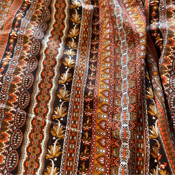 Women's size elastic waist brown and orange boho maxi skirt - Picture 3 of 5